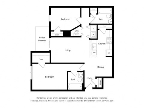 Groves of Lawrenceville_2D_2 Bedroom B - Apartment